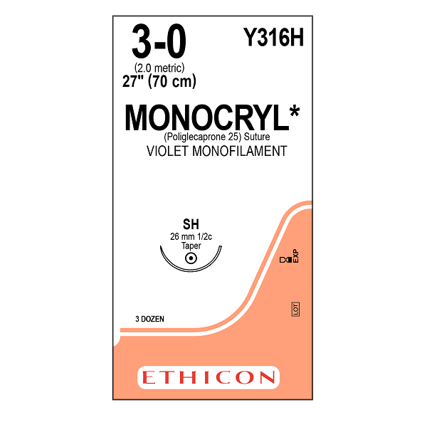 Sutura Monocryl 3-0 SH Y316 (1 pieza)