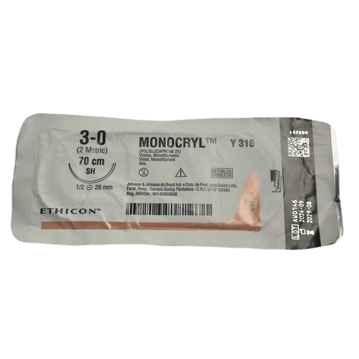Sutura Monocryl 3-0 SH Y316 (1 pieza)