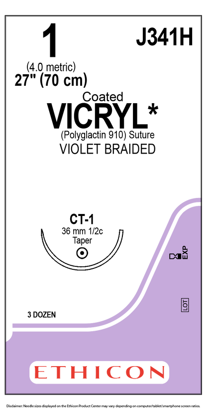 Sutura Vicryl 1 J341 CT1 (1 pieza)
