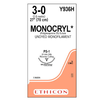 Sutura Monocryl 3-0 PS1 Y936 (1 pieza)